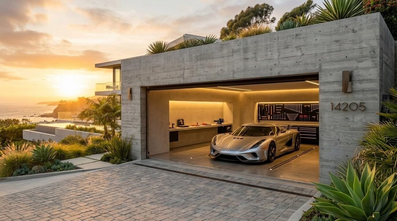 Peterson Budget Garage Door Garage Door Gliding Open Revealing Warm Illuminated Interior